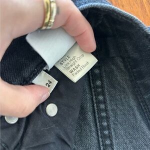 Reformation Jeans Liza High Straight Crop Jean In Faded Black Size 24